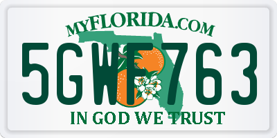 FL license plate 5GWF763