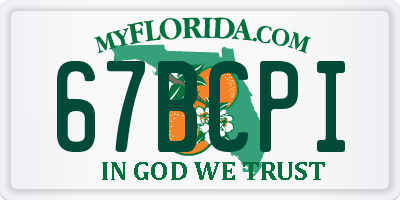 FL license plate 67BCPI