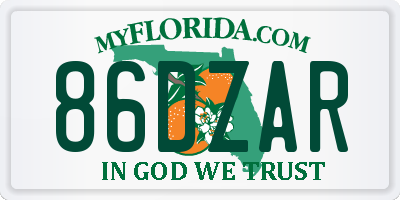 FL license plate 86DZAR