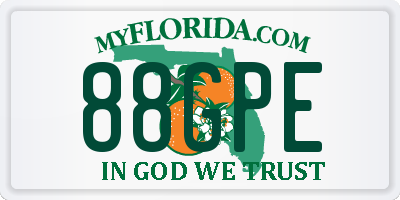 FL license plate 88GPE