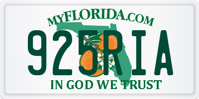 FL license plate 925RIA