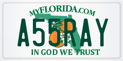 FL license plate A55RAY
