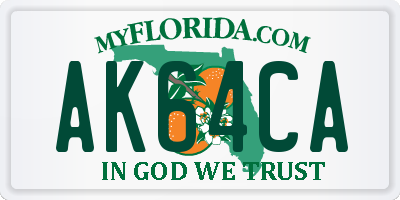 FL license plate AK64CA