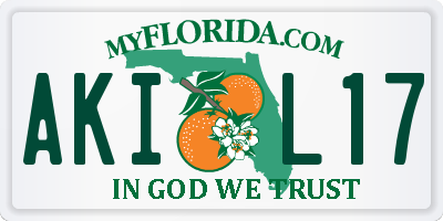 FL license plate AKIL17