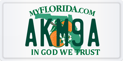 FL license plate AKM9A