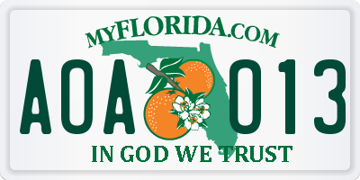 FL license plate AOAO13