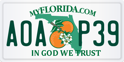 FL license plate AOAP39