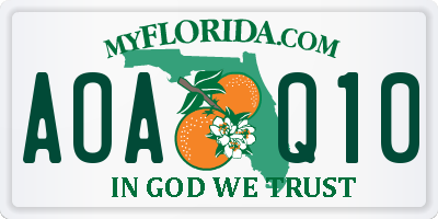 FL license plate AOAQ10