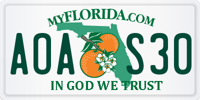 FL license plate AOAS30