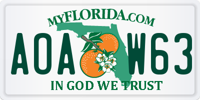 FL license plate AOAW63
