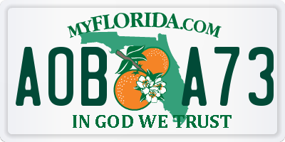 FL license plate AOBA73