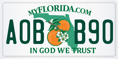 FL license plate AOBB90