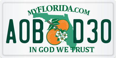 FL license plate AOBD30
