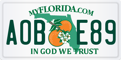 FL license plate AOBE89