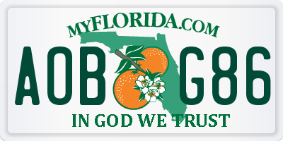 FL license plate AOBG86