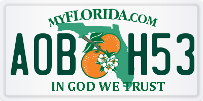 FL license plate AOBH53