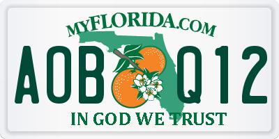 FL license plate AOBQ12