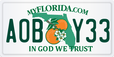 FL license plate AOBY33
