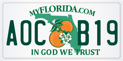 FL license plate AOCB19