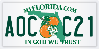 FL license plate AOCC21