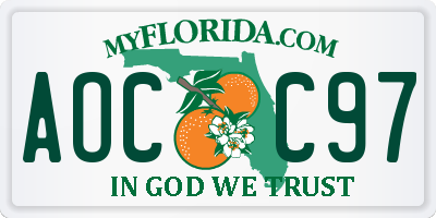 FL license plate AOCC97