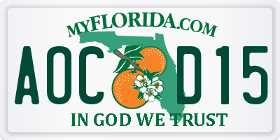 FL license plate AOCD15