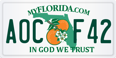 FL license plate AOCF42