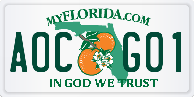 FL license plate AOCG01