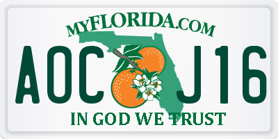 FL license plate AOCJ16