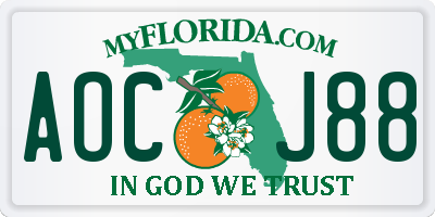 FL license plate AOCJ88
