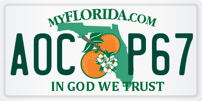 FL license plate AOCP67