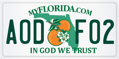 FL license plate AODF02