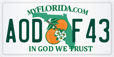 FL license plate AODF43