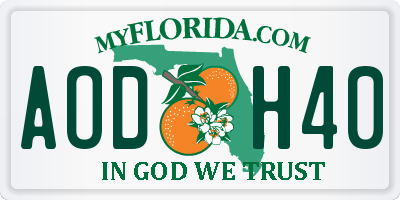 FL license plate AODH40