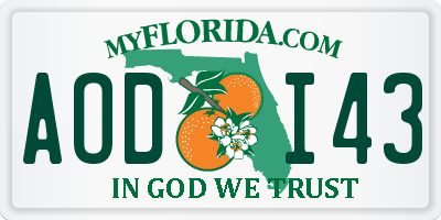 FL license plate AODI43