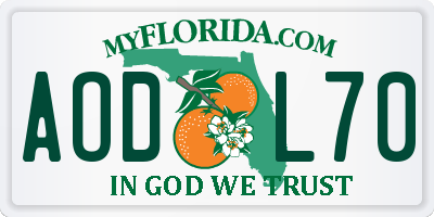 FL license plate AODL70