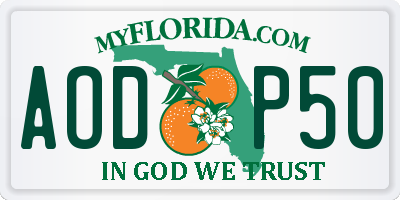 FL license plate AODP50