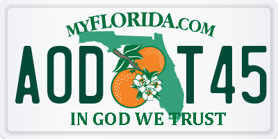 FL license plate AODT45