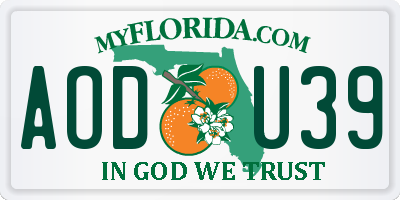 FL license plate AODU39