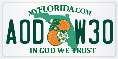 FL license plate AODW30