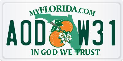 FL license plate AODW31