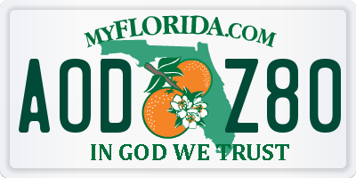 FL license plate AODZ80