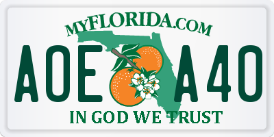 FL license plate AOEA40