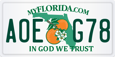 FL license plate AOEG78