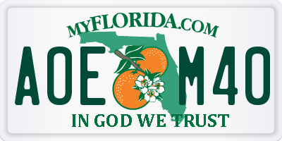 FL license plate AOEM40