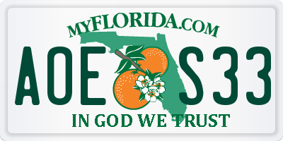 FL license plate AOES33