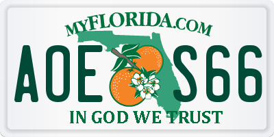 FL license plate AOES66