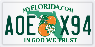 FL license plate AOEX94