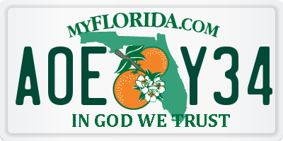 FL license plate AOEY34