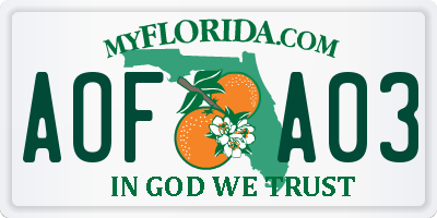 FL license plate AOFA03